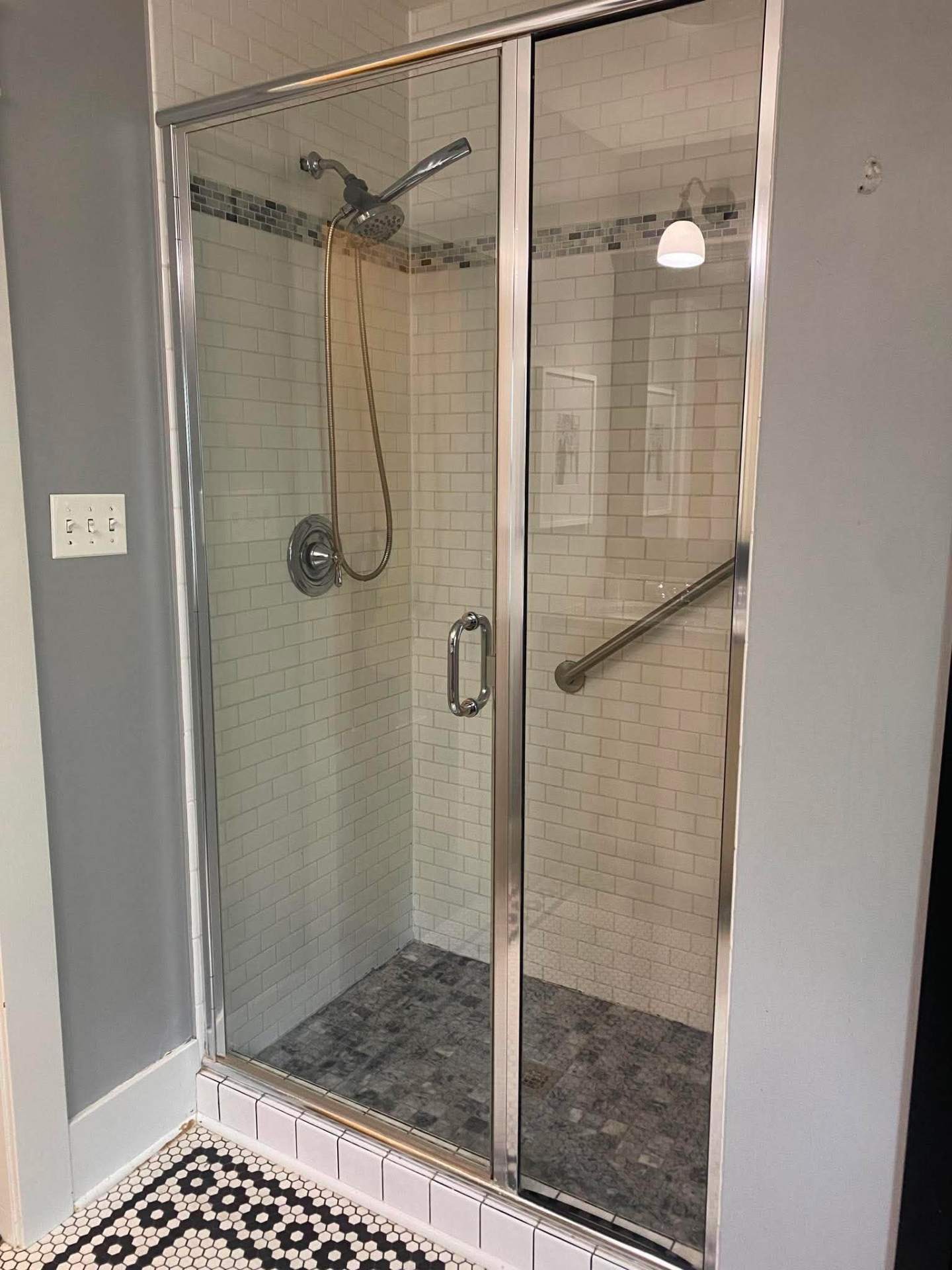 Shower marble and tile after cleaning
