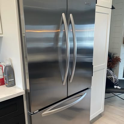 Polished stainless French-door refrigerator